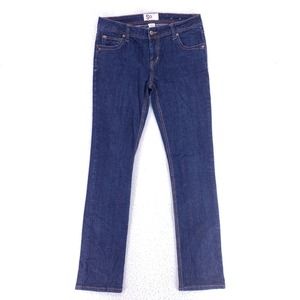 So Jeans Denim Cotton Women SZ 7 Blue Straight Stretch VTG Mid Rise 90s Slim Leg